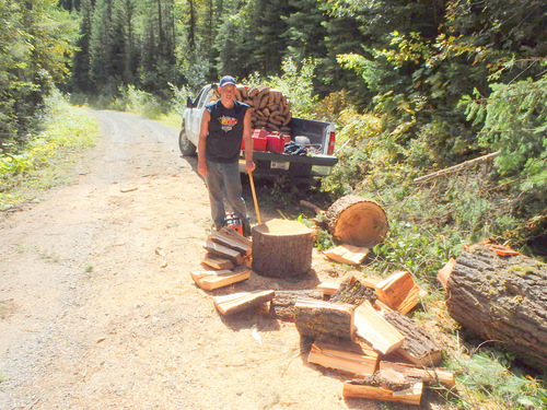 We met a guy with a wood cutting permit.